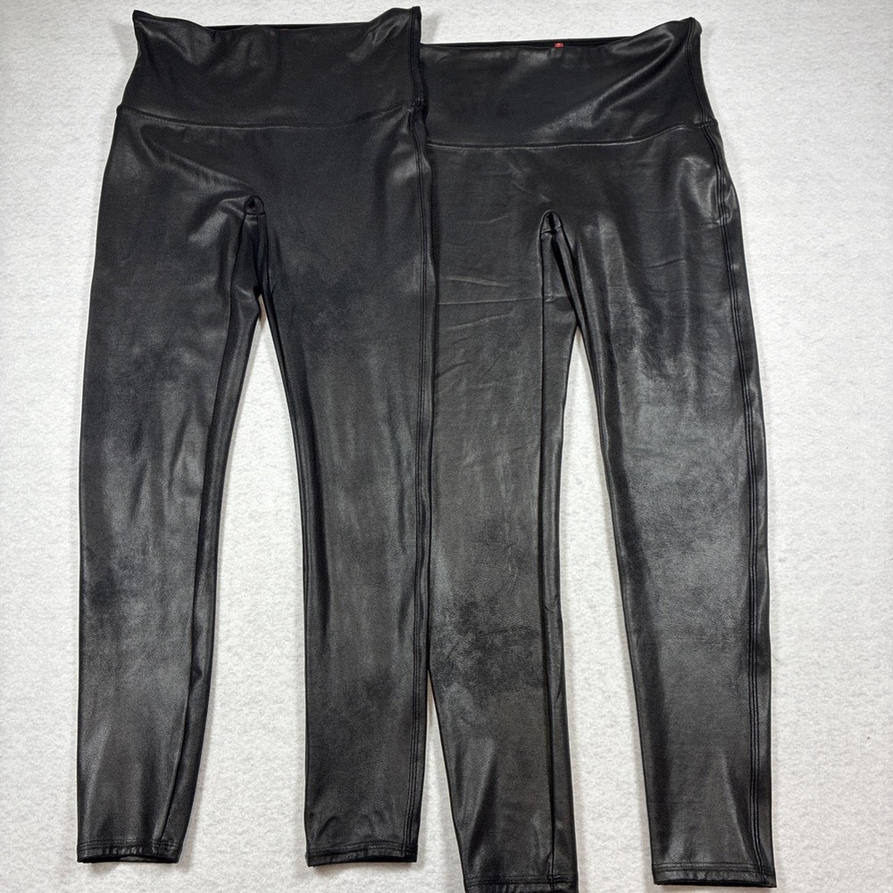 Spanx Leggings Lot of 2 Women's Size XL Black Nylon Blend Yoga Pants High Waist